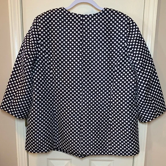 D. Vine Navy With White Polka Dots, Lined, 3/4 Sleeved Jacket, 22W, NWT - Picture 2 of 9